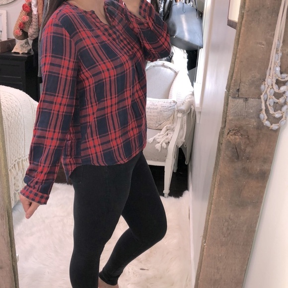 NSR size medium red & blue plaid hi low top - Picture 2 of 6